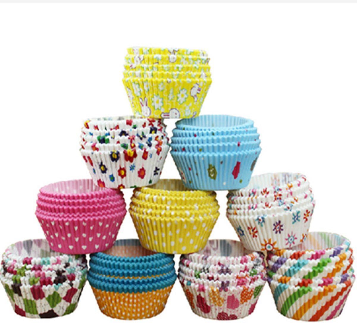 100 Pcs Random Paper Cake Cup Liners Baking Cupcake Cases Muffin Cake