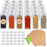 SXUDA 30 Pcs Glass Spice Jars/Bottles, 4oz Empty Square Spice Containers with Shaker Lids and Airtight Metal Caps - 350…