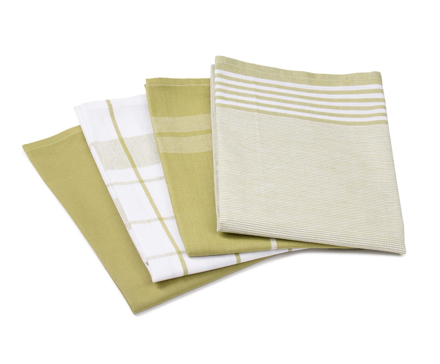 Gözze - Set of 4 Tea Towels, 100% Jacquard Cotton, High Weight Material (200 g/m²), 50 x 70 cm - Lime Green