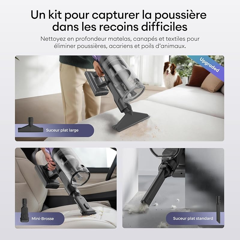 U18 Pro Aspirateur Balai sans Fil | 55kPa Puissant Poils d'animaux | GreenEye | 80min Autonomie | HEPA H13 Anti-Allergie | Tube Pliable | Maison & Voiture