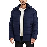 BEST SOUTH Men's Winter Puffer Jacket Hooded Puffy Fleece Warm Lightweight Coat Outerwear Cold Weather