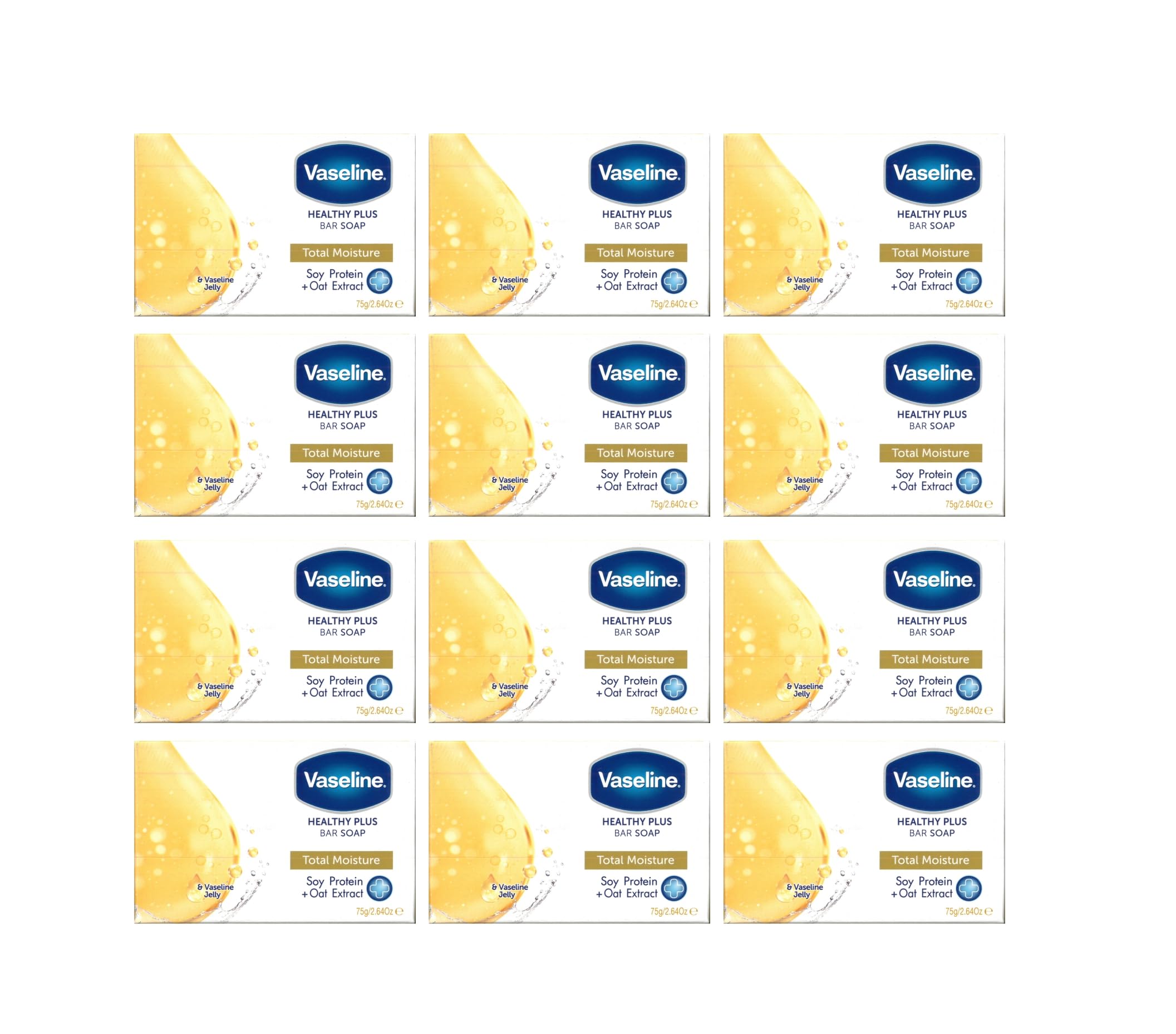 Vaseline Healty Plus Total Moisture Soap 12 x 75g | Pack of 12