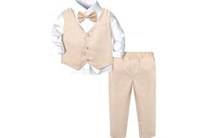 A&J DESIGN 4pcs Baby & Toddler Suit, 12 Months - 5T, Shirt & Pants & Vest & Bow Tie