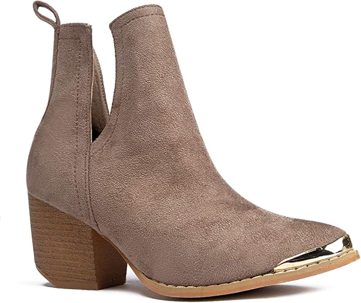 nude leather booties