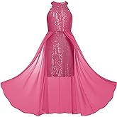 GRACE KARIN Girls Halter Neck Sequin Dress 6-14Y Kids Fancy Formal Party Christmas Sparkly Pageant Birthday Dresses