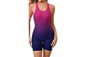Halcurt Women's One Piece Boyleg Swimsuit Athletic with Shorts Racerback Boyshort Sport Bathing Suit