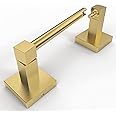 Ruacq Gold Toilet Paper Holder Double Post Pivoting Square Tissue Holders Roll Holder Hangers Brushed Gold Toilet Paper Stand Bathroom Stainless Steel and Zinc Alloy Modern Wall Mounted