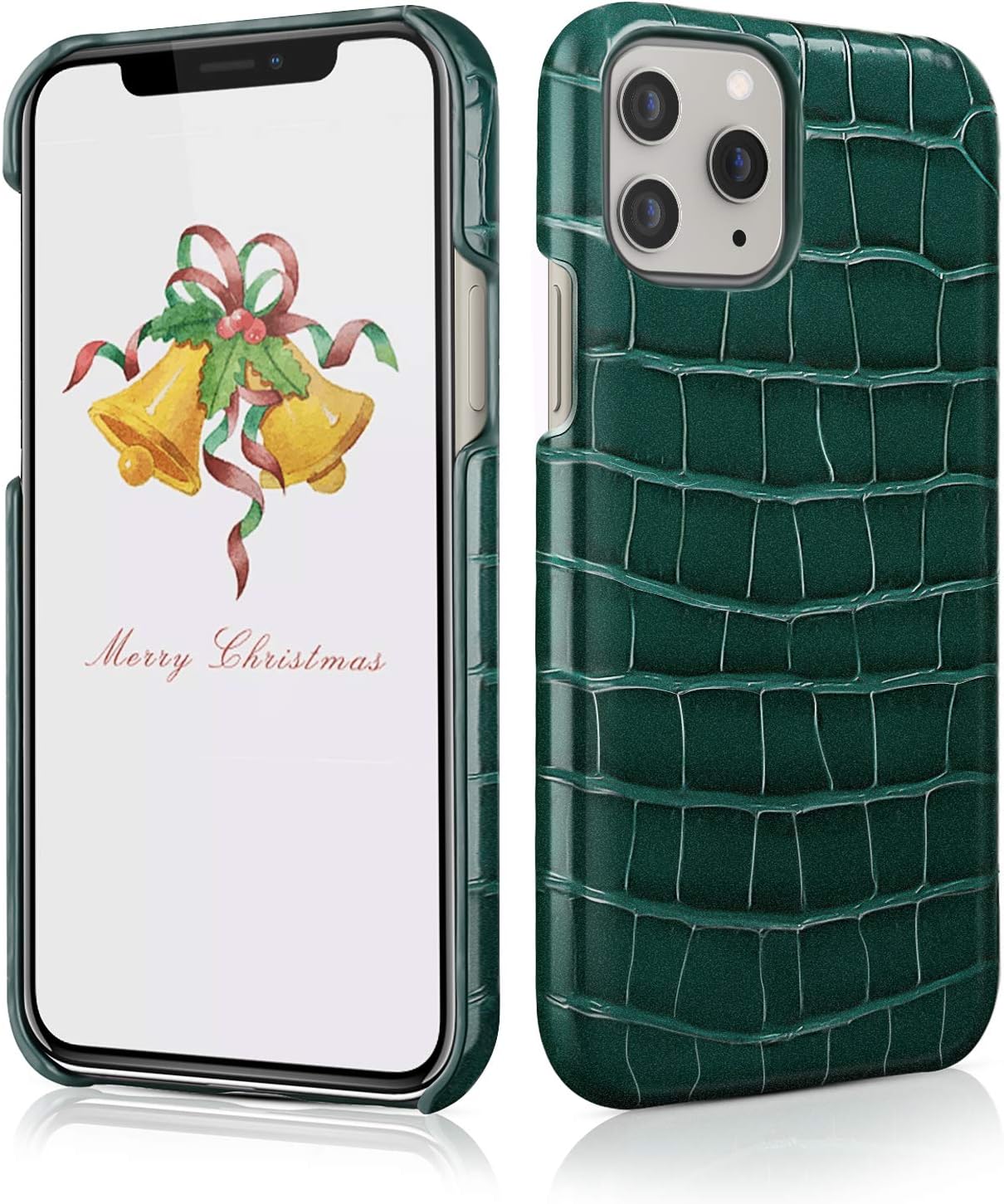FulSoulComM iPhone 11 Pro Max Leather Case Slim Lightweight Case for Apple iPhone 11 Pro Max Support Wireless Charging Premium Hard Back Cover Protective Case for iPhone 11 Pro Max 6.5" (Green)