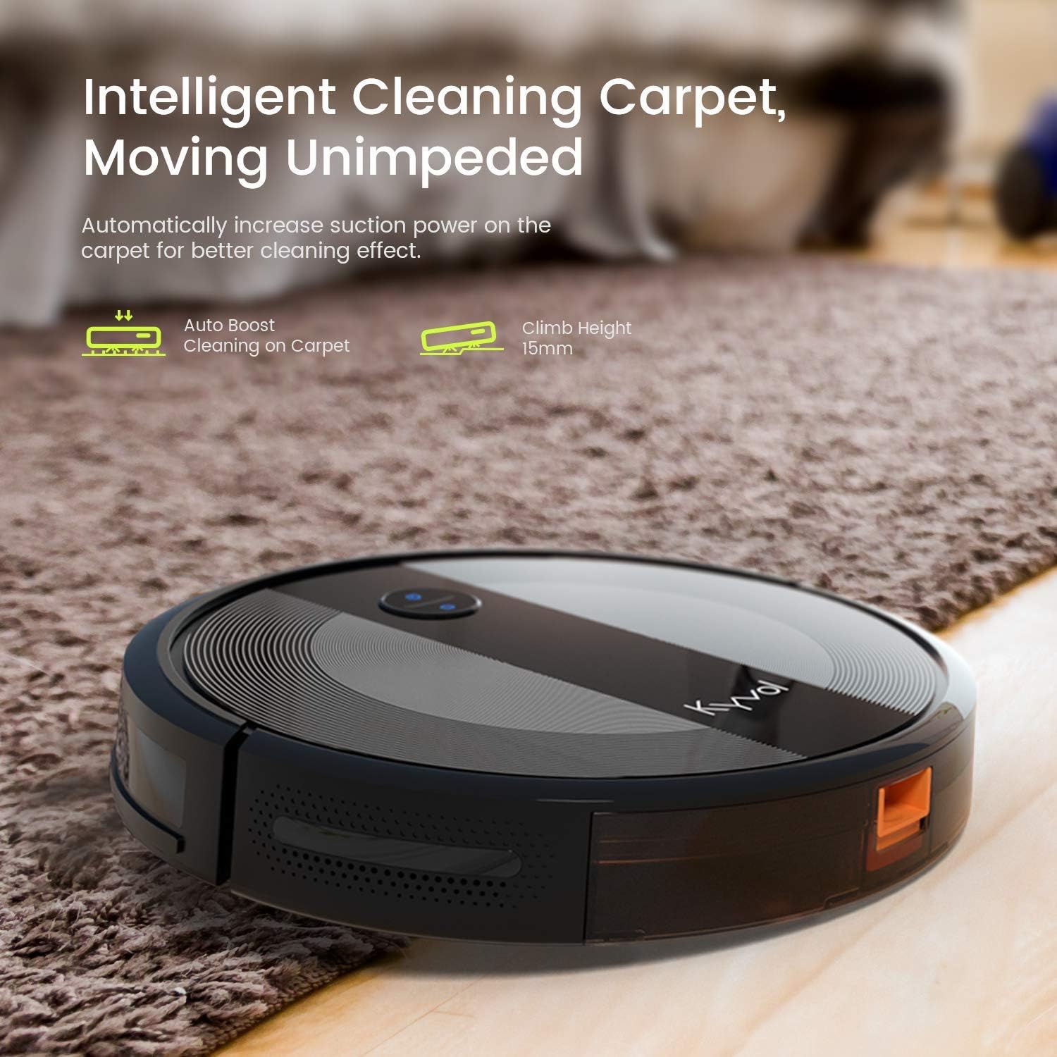 Kyvol Cybovac E20 Robot Vacuum Cleaner, 2000Pa Suction, 150 min Runtime, Boundary Strips Included, Quiet, Super-Thin, Self-Charging, Works with Alexa, Ideal for Pet Hair, Carpets, Hard Floors: Home & Kitchen