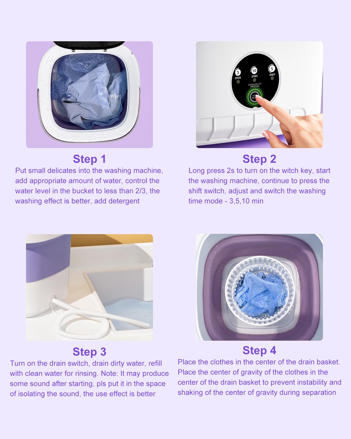 16L Portable Washing Machine, Foldable Small Washer with Spin Basket Laundry Machine, 3 Cleaning Modes Suitable for Underwear Baby Small Clothes, Foldable Design Ideal for Hotel Camping Apartment Home