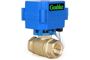 Goahke Motorized Ball Valve 1/2", Full Port, Brass Ball Valve, 9-24V AC/DC, 2 Wire Auto Return, Electric Shut Off Ball Valves