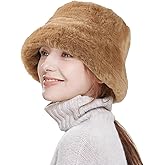 HH HOFNEN Winter Bucket Hat Fluffy Faux Fur Fisherman Plush Warm Hats Cute Fuzzy Bucket Hat for Women
