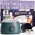 BLITZWAX Men Self Waxing Hair Removal Kit at Home Digital Wax Pot with 6 Packs Natural Wax Beads for Coarse/Thick Hair, Start Hard Wax Kit for Nose/Face/Arm/Full Body - No Mess Easy Clean(Blue Spruce)