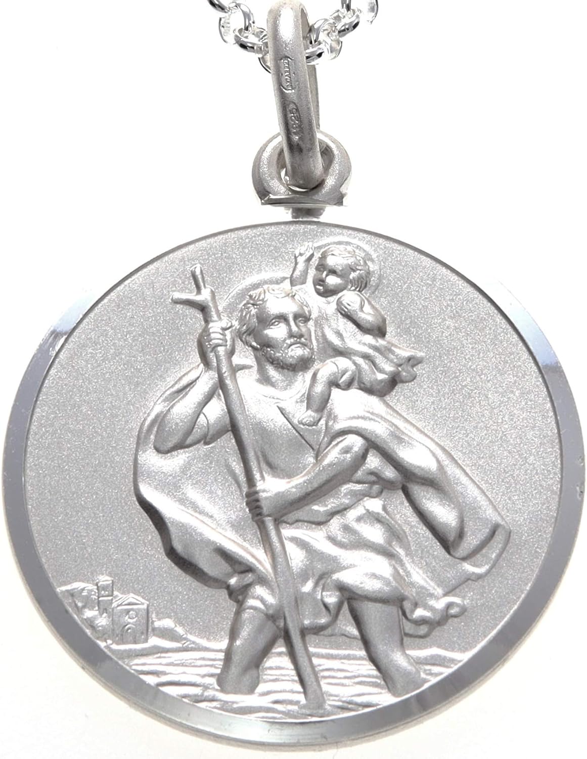 thumbnail image 2 of Alexander Castle Mens Sterling Silver Plain Cross Pendant Necklace 20 Inch Rolo Chain 2 of 5