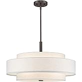 Livex Lighting Fabric Shade 52138-92 Meridian 5 Light English Bronze Pendant