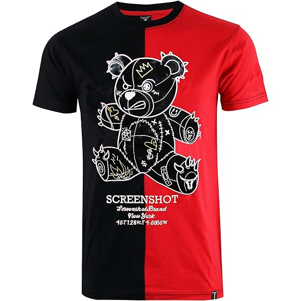 SCREENSHOT Men's Hip-Hop T-Shirt - Rhinestone Patch & Embroidery, High-Density Gel Print, XX-Large