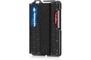 MURADIN Tactical Minimalist Wallet for Men, Slim RFID-Blocking Metal Card Holder, Front Pocket Men’s Leather Dapper Bifold Wallet with Money Clip