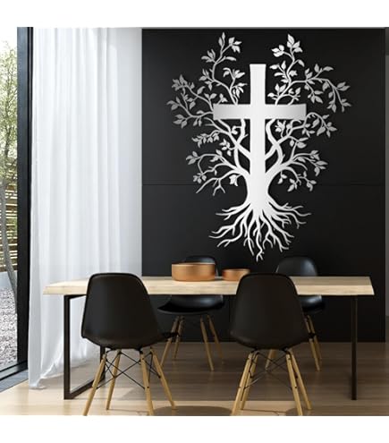 Amazon.com: YO-yiHHG Metal Cross Tree Wall Decor, Tree of Life