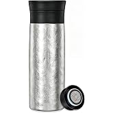 Keith 12.8oz Titanium Vacuum Insulated Water Bottle, Leakproof Tea Bottle | Pure titanium, 12.8 oz, ultra lightweight 190g, 12h+ insulation, titanium tea infuser, leakproof silicone seal