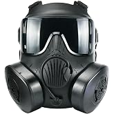 Guayma Airsoft Gas Mask Full Face,Skull Paintball Mask for Cosplay | With Anti-Fog Fan, Clear PC Goggles,M50 Prop,Tactical Halloween Costume Parties