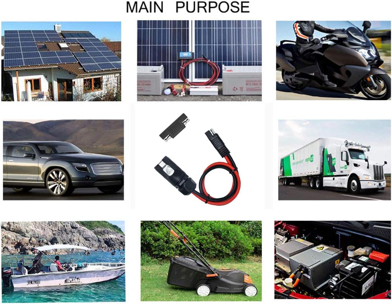 2 Pin Power Industrial Circular Connector, JP Lifestyle 10AWG SAE Adpater LP20 Cable for Furrion, Solar Panel Suitcase, Forrest River RV Ports, DIY Battery, Grand Design RV's Industry: Garden & Outdoor