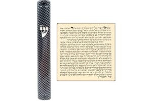 TALISMAN4U Waterproof Jewish MEZUZAH CASE with Scroll 3D Metal Painted Design Classic Israel Judaica Plastic Door Mezuza 5 Inch (Squares)
