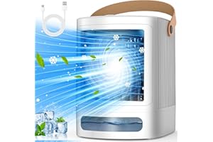 FANCOLE Portable Air Conditioners, 3-IN-1 Small Air Conditioner w/ 3-Level Humidify & 3 Speeds, 7-Color Night Lights, Top Fill Tank for 8H Cooling, Desk Mini Air Conditioner for Bedroom Room Office