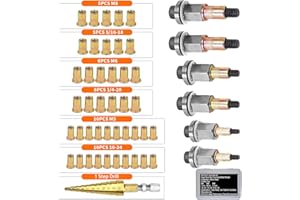 NITEGUY Hand Rivet Nut Tool M6 Nutsert 6Pcs Mandrels & 42Pcs Nuts M8 Riveter Nutsert Tool Kit Manual M5 Blind Riveter Rivnut Tool 10-24 1/4-20 5/16-18