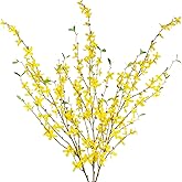 CISDUEO 3 Pcs Artificial Forsythia Flower Branches Artificial Flowers Yellow Silk Long Stem 39.4 Inch Fake Jasmine Spring Flowers Artificial Orchids for Wedding Floral Arrangement Party Table Decor