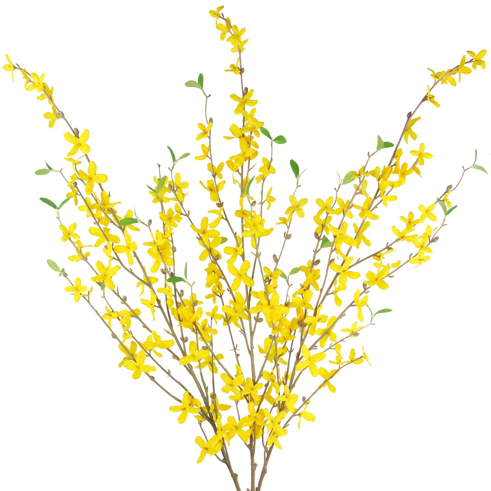 Photo 1 of CISDUEO 3 Pcs Artificial Forsythia Flower Branches Artificial Flowers Yellow Silk Long Stem 39.4 Inch Fake Jasmine Spring Flowers Artificial Orchids for Wedding Floral Arrangement Party Table Decor
