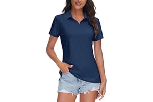 TACVASEN Women's V-Neck Polo Shirts UPF 50+ Short Sleeve Sun Protection Quick Dry Golf Polos Collared Shirt