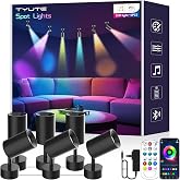 Tyute RGB Spotlight Indoor, Color Changing LED Uplighting Accent Spot Light | Smart App &amp; Remote Control, Scene Modes, Sync to Music, Timer and Dimmable, Accent Lighting for Home Party Plant Decor