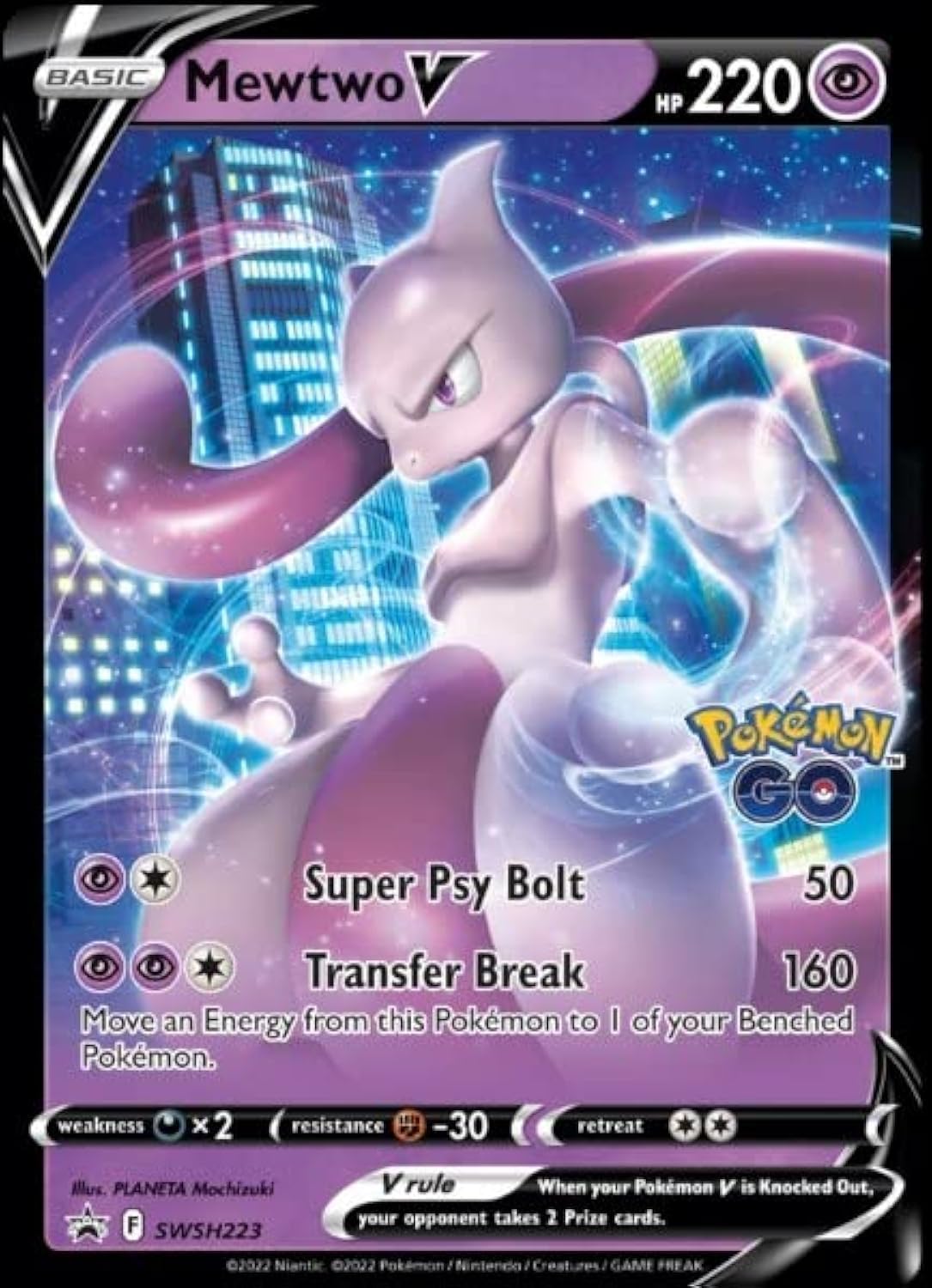 Pokémon - Mewtwo V - SWSH223 - Black Star Promo - Pokémon Go Trading Card