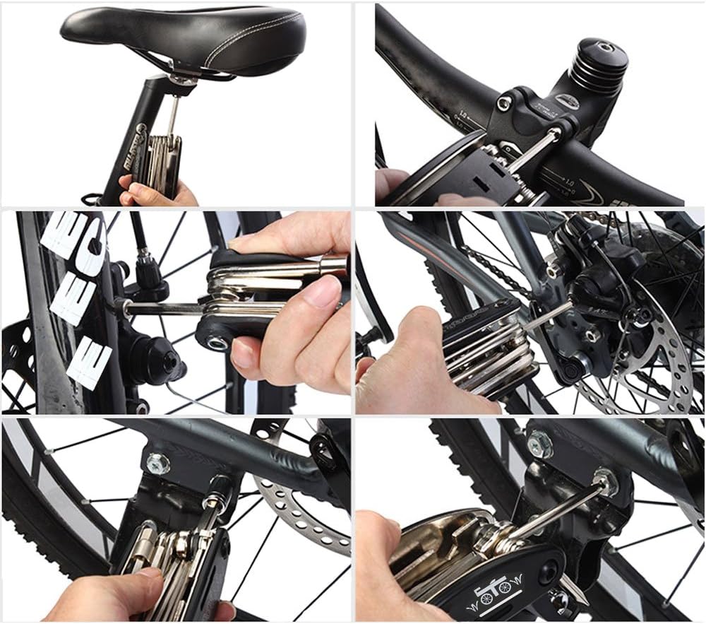 WOTOW Bike Repair Set Bag Bicycle Multi Function 16 in 1 Tool Kit Hex Key Wrench Tire Patch Lever Portable Handy Multi Tool Maintenance Fix Mini Set for Road Mountain Bikes (16 in 1) : Sports & Outdoors