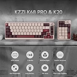 K68 Pro Gaming Keyboard, Layout Compact Wireless