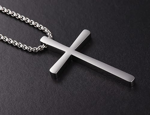HEXALOVA Cross Necklace for Men Stainless Steel Cross Pendant Cool