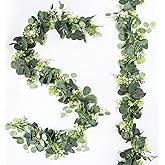 Uguisu 5.9ft Artificial Greenery Garland, Eucalyptus Garland, Fake Greenery Hanging Vine Decorations for Wedding Arch, Table, Party, Backdrop, Mantel, Indoor and Outdoor Home Decor. (1pcs/Green)