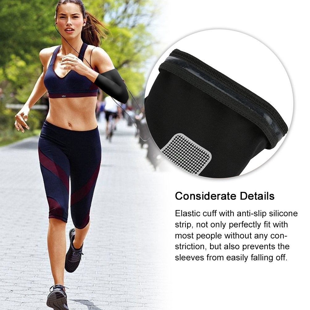 Vbiger 1 Pair Compression Arm Sleeves UV Protection Arm Sleeves Hand Cover Sleeves Anti-slip Arm Protectors for Men & Women