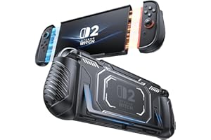 FASTSNAIL Switch 2 Protective Case, Switch 2 Protective Cover with Dockable TPU Middle Frame, Non-Slip Ergonomic Grip for Joycon 2, Comfortable Handheld Shell Case for Switch 2 Accessories