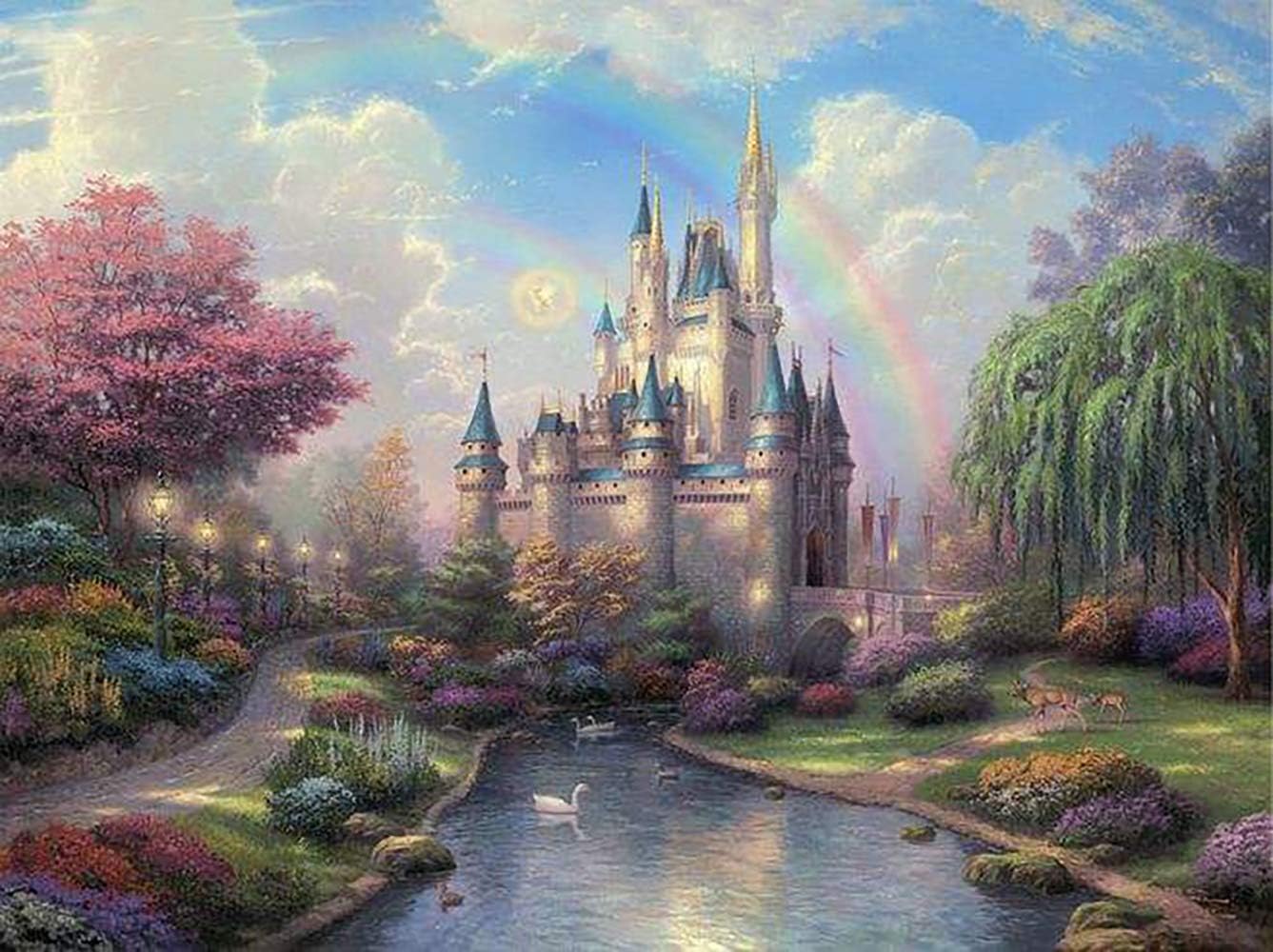 Diamond Painting Thomas Kinkade 12X16 inches 5D DIY Diamond Painting Full Round Drill Rhinestone Embroidery for Wall Decoration