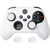 eXtremeRate PlayVital Samurai Edition White Anti-slip Controller Grip Silicone Skin for Xbox Core Wireless Controller, Ergonomic Protective Case Cover for Xbox Series S/X Controller w/Thumb Grips