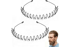 2 Pcs Zig Zag Non Slip Metal Headband - Elastic Adjustable Hair Band for Men Women, Durable Lightweight Headbands for Daily U