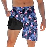 ALISISTER Mens Swim Trunks with Compression Liner Bathing Suit Summer Swimming Shorts