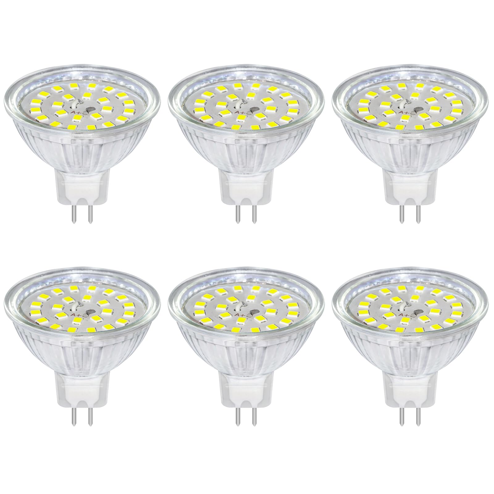 Akynite MR16 GU5.3 5W LED Cool White 6000K, 500LM, AC DC 12V, 120° Beam Angle, GU5.3 35W 50W Replacement, 50mm MR16 GU5.3 Spotlight Bulbs Daylight White for Bathroom, not dimmable, Pack of 6