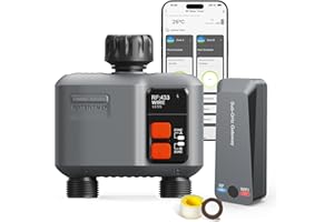 Smart WiFi Water Timer 2-Zone, Sprinkler Timer with Wi-Fi Hub, 2 Outlets Bluetooth Hose Timer with Rain Delay, Wireless Irrig