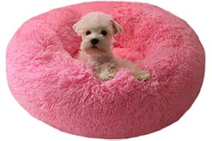BODISEINT Modern Soft Plush Round Pet Bed for Cats or Small Dogs, Mini Medium Sized Dog Cat Bed Self Warming Autumn Winter Indoor Snooze Sleeping Cozy Kitty Teddy Kennel (20'' D x 8'' H, Hot Pink)