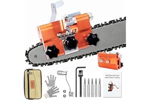 ZFULVO Chainsaw Sharpener,Chainsaw Vise and Hand-Cranked Chainsaw Sharpening Jig Kit,Portable Chain Saw Shaperener Tool for All Chain Saws and Electric Saws, with 5 Grinding Rod