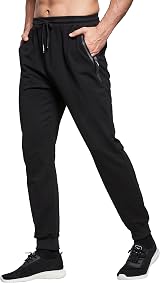 HCSS Mens Joggers Tracksuit Bottoms Black L Cotton Zip Pockets Elastic Waist