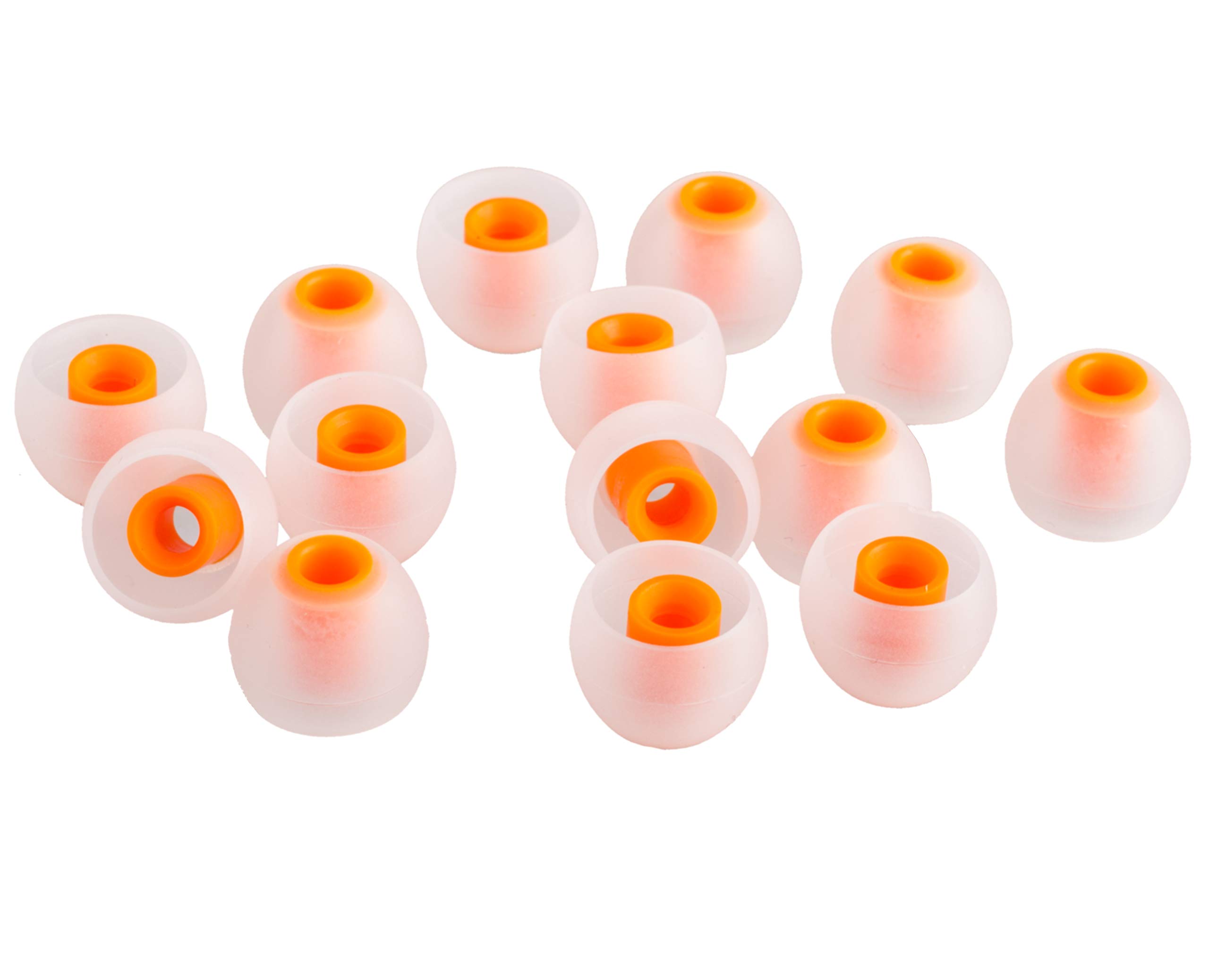 Xcessor (L 7 Pairs (14 Pieces) of Silicone Replacement In Ear Earphone Large Size Earbuds. Replacement Ear Tips for Popular In-Ear Headphones. Transparent/Orange