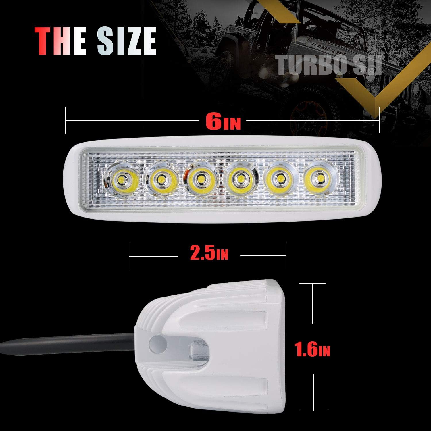LED Light Bar Turbo SII 6 Inch Spot Beam LED Work Light LED Lights Led Bar Driving Fog Lights Led Pods Fit Trucks ATV Off Road Lights Boat Lighting Led Backup Light (4Pcs, White): Automotive